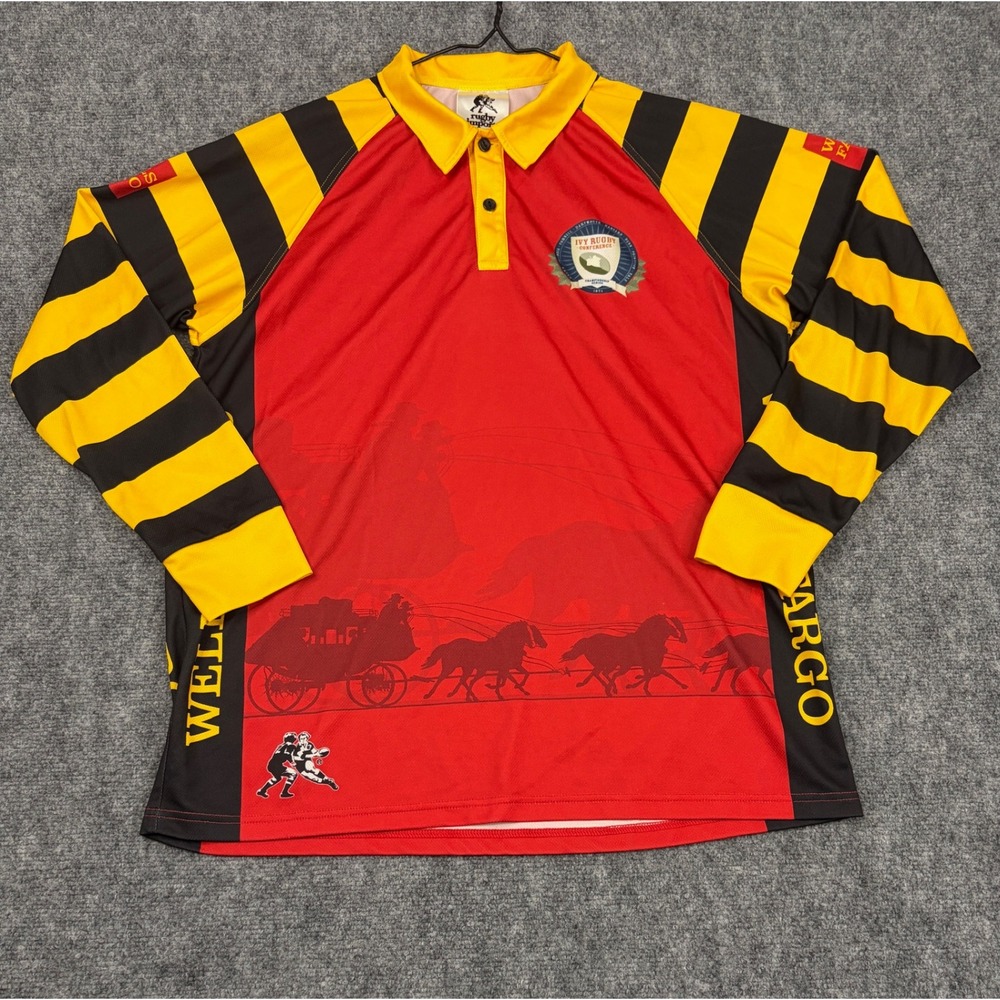Rugby Imports Ivy Rugby Conference Wells Fargo Jersey Mens Large Red Yellow L